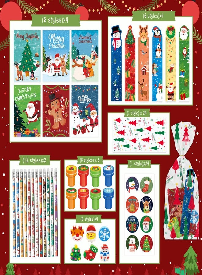 BEARUN 168 PCS Christmas Party Favors for Kids, 24-Pack Christmas Stationery Set for Stocking Stuffers, Christmas-Themed Classroom Gift Exchange Carnival Events Class Reward Gifts and Prizes - Image 3